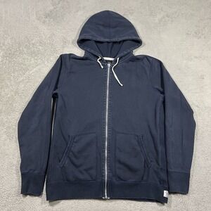 Reigning Champ Hoodie Mens Large Blue Full Zip Sweatshirt Heavyweight Terry